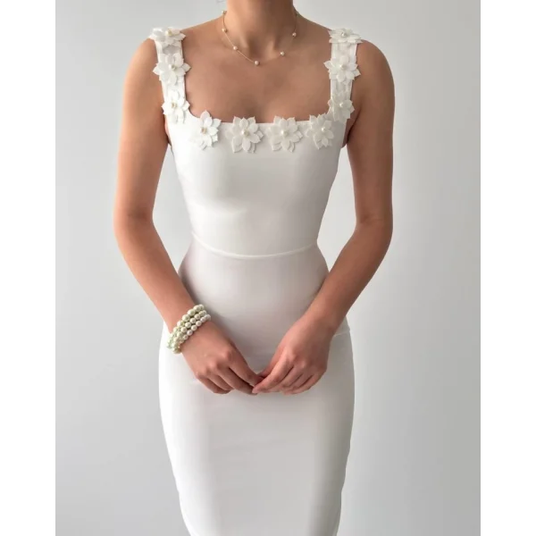 Mıng Çiçek Detaylı Elbise