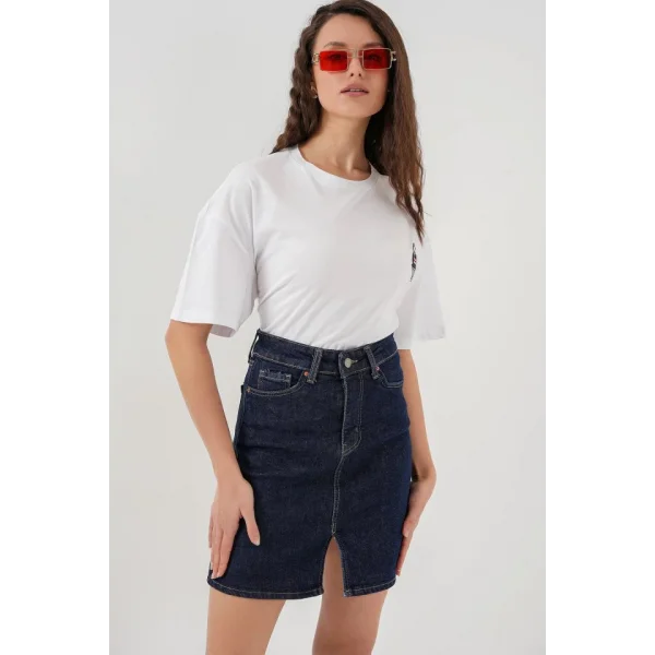 Mini Kot Etek 8037  Lacivert