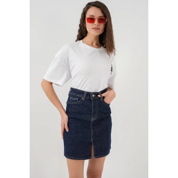 Mini Kot Etek 8037  Lacivert