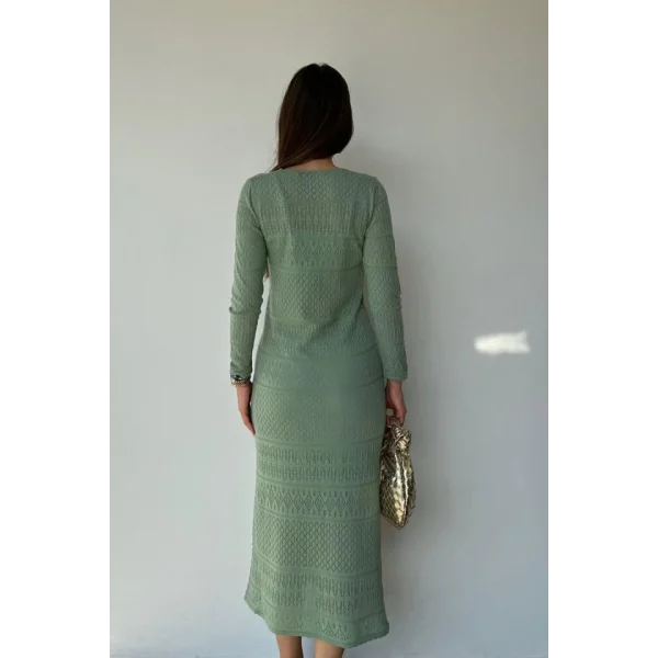 Mint Astarlı Triko Elbise