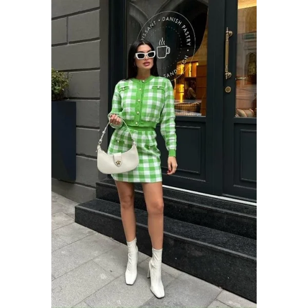 Mirca Ekoseli İnci Detay Takım 9497-15