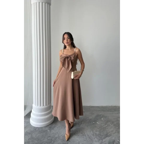 Moccah İnci Askı Detaylı Elbise