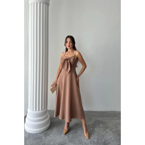 Moccah İnci Askı Detaylı Elbise