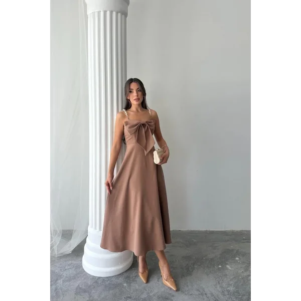 Moccah İnci Askı Detaylı Elbise