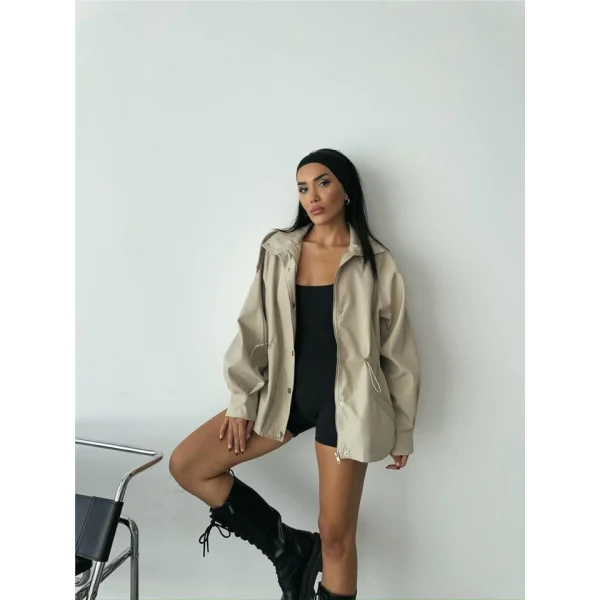 MONT BEL BÜZGÜ BALIKÇI YAKA SOFT KUMAŞ - Taş