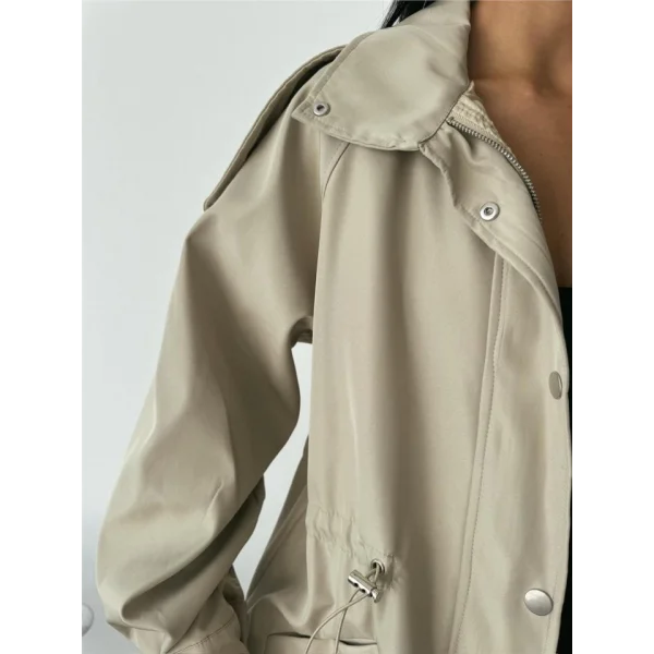 MONT BEL BÜZGÜ BALIKÇI YAKA SOFT KUMAŞ - Taş