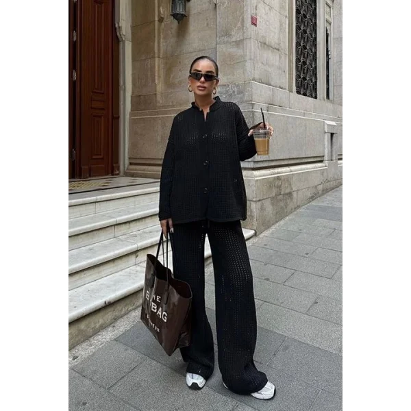 Moon Salaş Kroşe Pantolon Takım 9880