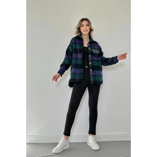 Mor Buklet Cepli Zincir Taşlı Gömlek