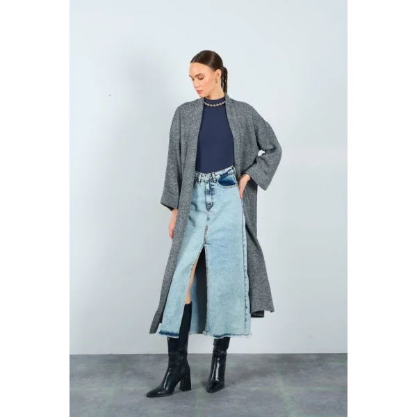 Muline Uzun Hırka  SiyahKrem