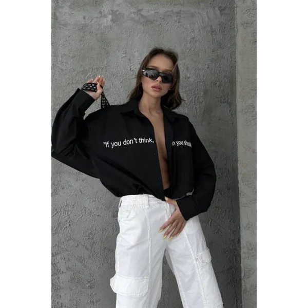 Myra Yazı Nakışlı Gömlek 3339-08