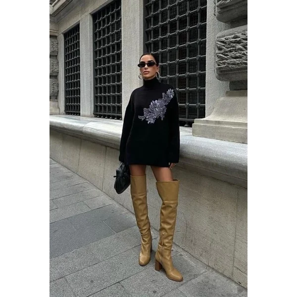 Nakış Detaylı Triko Kazak 1340