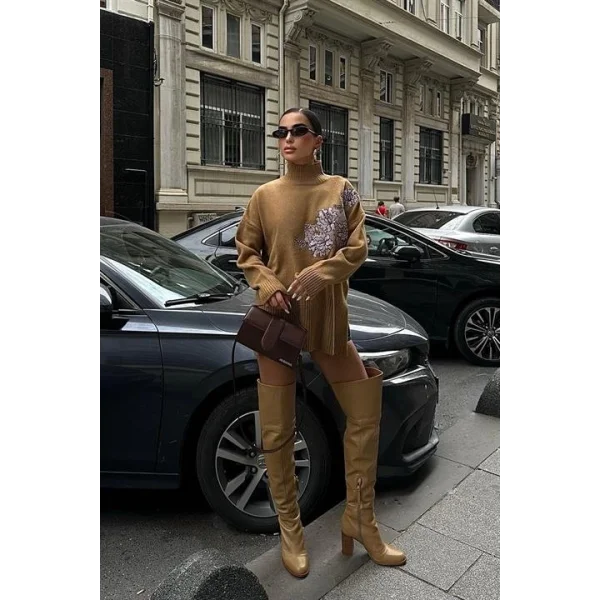 Nakış Detaylı Triko Kazak 1340