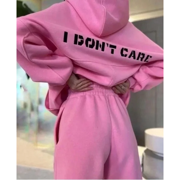 Nakış İşlemeli Üç İplik weat Takım Pembe