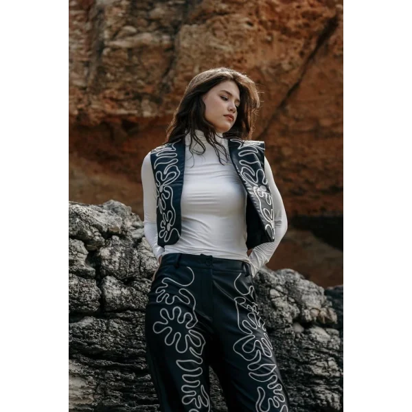 Nakışlı Deri Takım  iyah