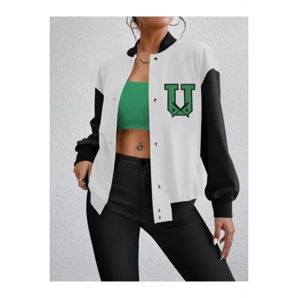 Nakışlı İki İplik Kolej Ceket - Beyaz