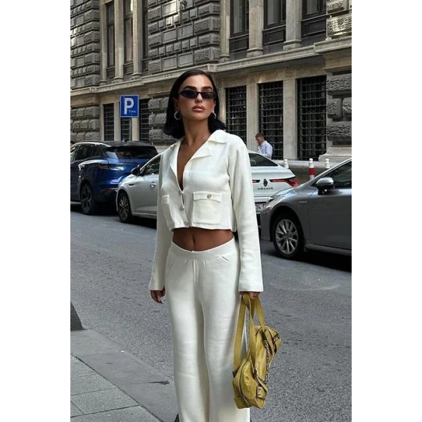 Nancy Kruveze Yaka Crop Takım 9954 - 25