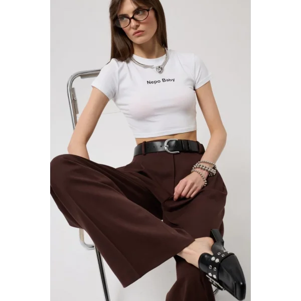 Nepo Baskılı Crop T-Shirt