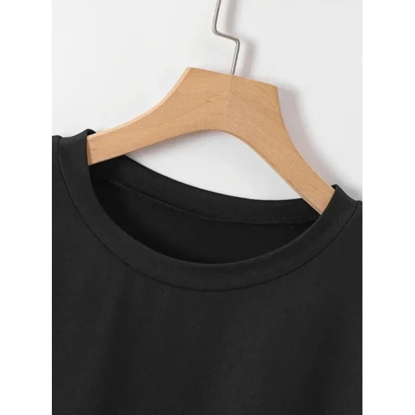 New York Baskılı Oversize Bisiklet Yaka T-shirt - Siyah