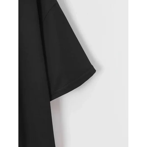 New York Baskılı Oversize Bisiklet Yaka T-shirt - Siyah