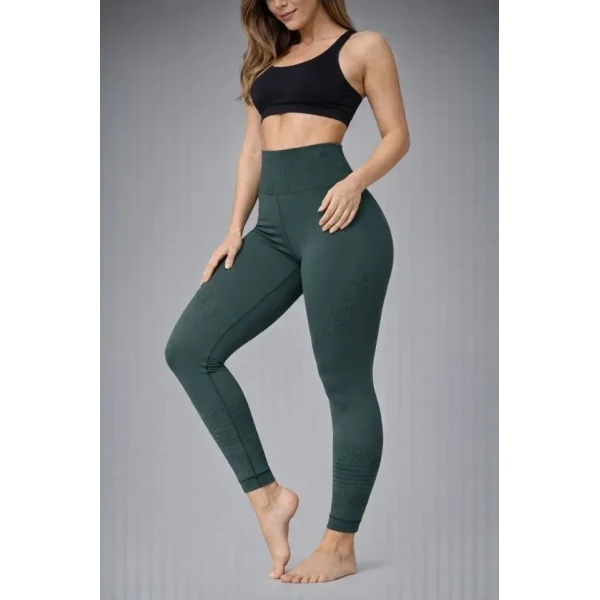 Nonofit Yüksek Bel Full Extra Toparlayıcı Likralı Ön Arka Ve Bilek Desenli Tayt - Çağla Yeşili