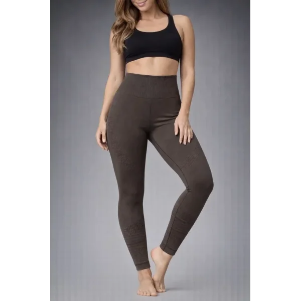 Nonofit Yüksek Bel Full Extra Toparlayıcı Likralı Ön Arka Ve Bilek Desenli Tayt - Kahverengi