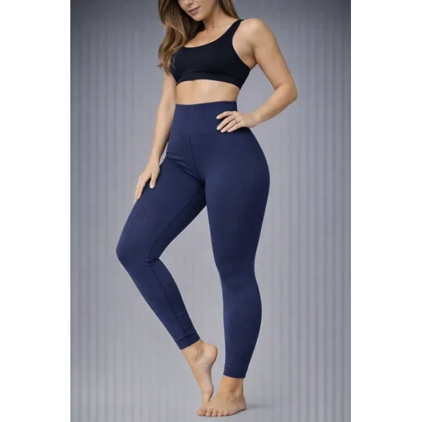 Nonofit Yüksek Bel Full Extra Toparlayıcı Likralı Ön Arka Ve Bilek Desenli Tayt - Lacivert