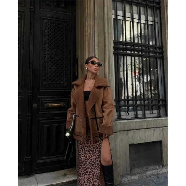 NUBUK MONT KÜRK YAKA - Taba