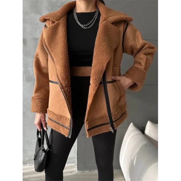 NUBUK MONT KÜRK YAKA - Taba