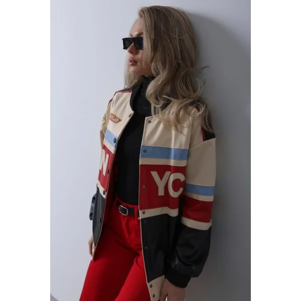 Nyc Biker Ceket  iyahKırmızıBejavi