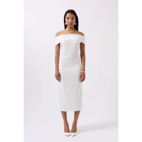 Omuz Katlama Detay Maxi Elbise