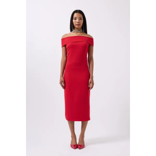 Omuz Katlama Detay Maxi Elbise