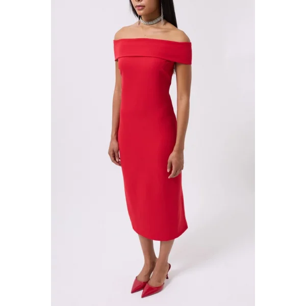 Omuz Katlama Detay Maxi Elbise