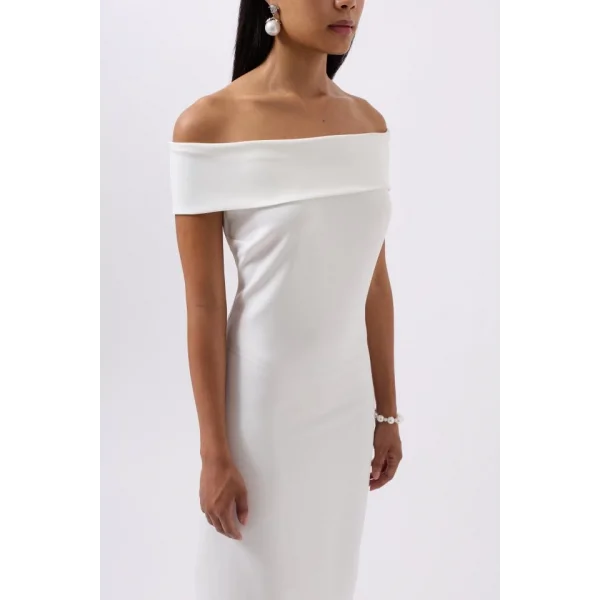 Omuz Katlama Detay Maxi Elbise