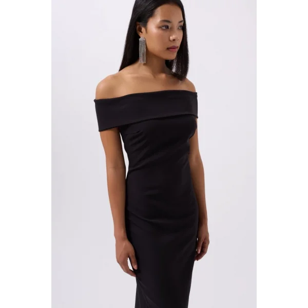 Omuz Katlama Detay Maxi Elbise
