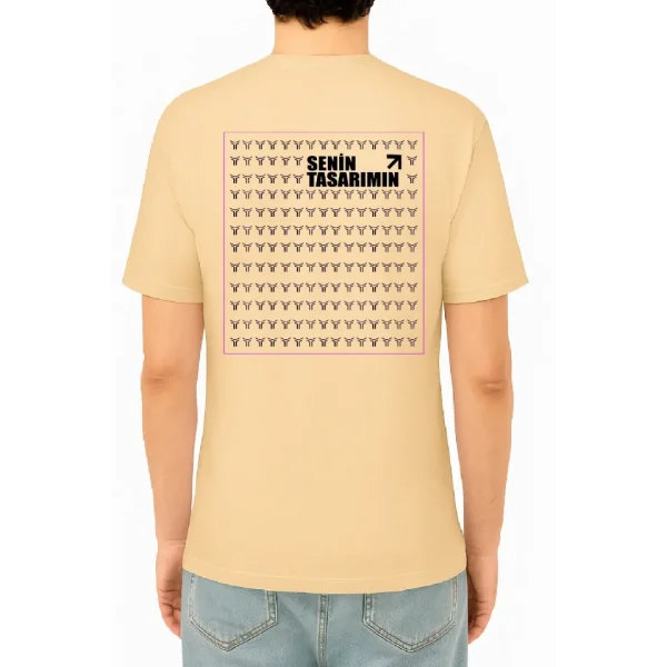 Ön Arka 24/1 Düz Oversize T-shirt - Bej