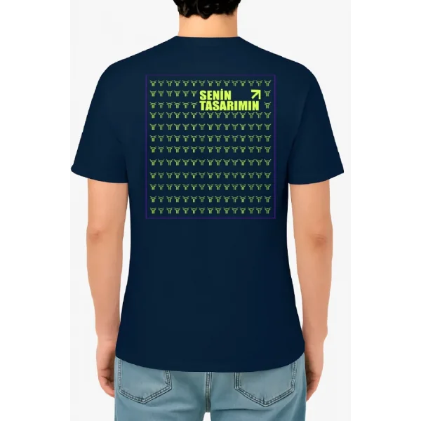 Ön Arka Oversize T-shirt 24/1 Düz - Lacivert