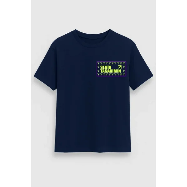 Ön Arka Oversize T-shirt 24/1 Düz - Lacivert