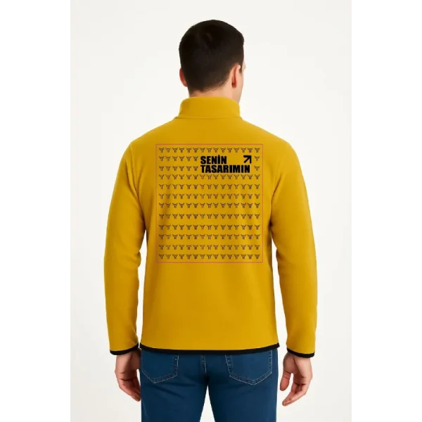 Ön Arka Polar Kazak Dik Yaka - Sarı