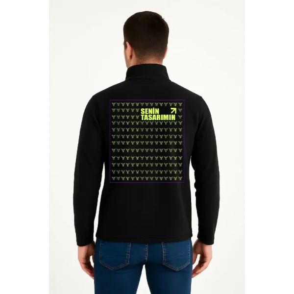 Ön Arka Polar Kazak Dik Yaka - Siyah