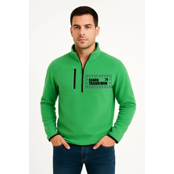 Ön Arka Polar Kazak Dik Yaka - Yeşil