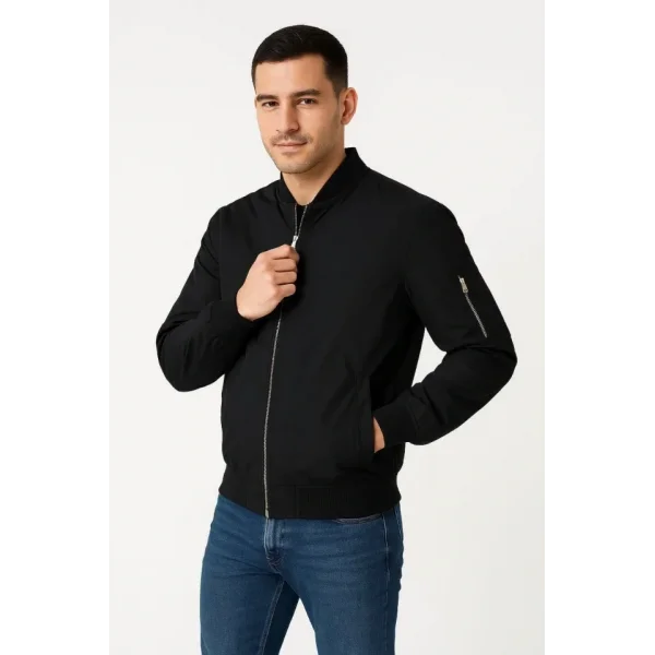 Ön Bomber Ceket - Siyah