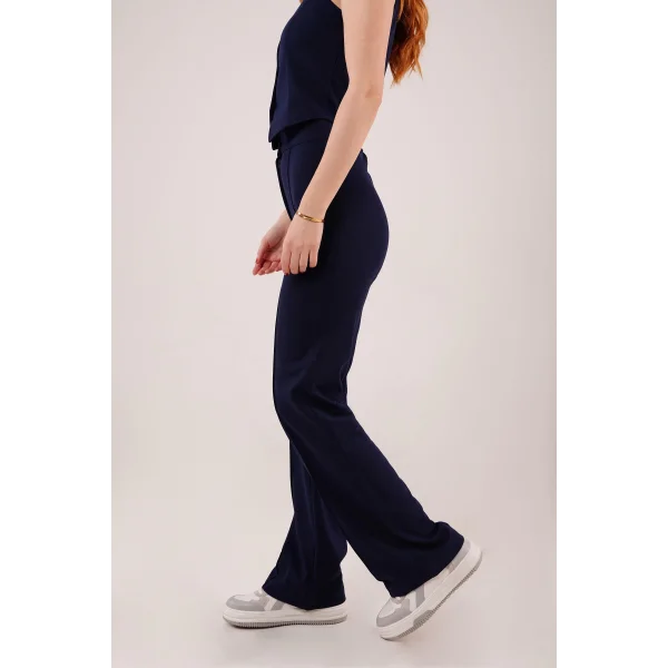 Ön Dikiş Detaylı Tek Düğme acivert Pantolon