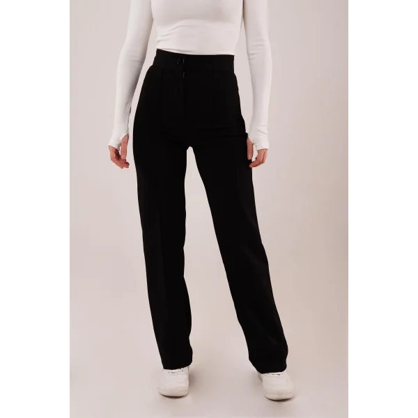 Ön Dikiş Detaylı Tek Düğme iyah Pantolon