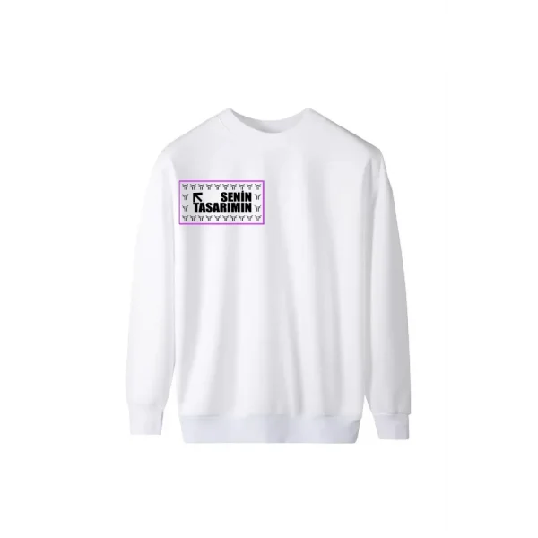 Ön Üç İplik Biskilet Yaka Sweatshirt - Beyaz