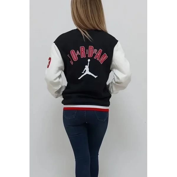 Ön Ve Kol Nakış İşlemeli Kolej Ceket - Siyah