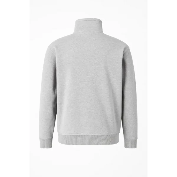 Ön Yarım Fermuarlı Oversize Yakalı Basic SweatShirt - Gri