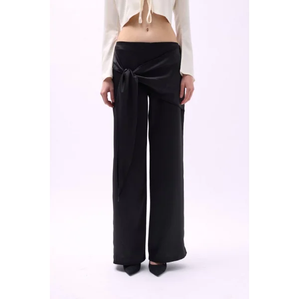 Önden Bağlamalı Saten Pantolon