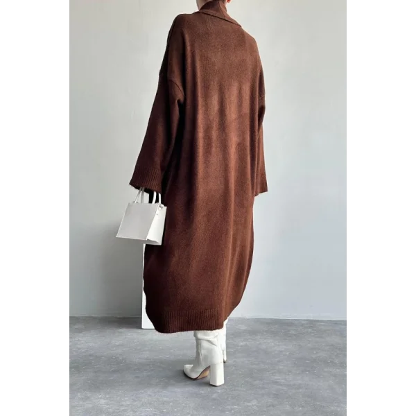 Önü Açık Şal Yaka Hırka  Acı Kahve