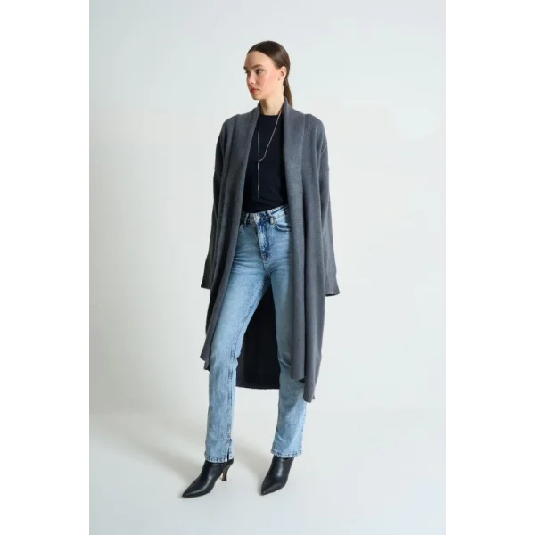 Önü Açık Şal Yaka Hırka  Antrasit