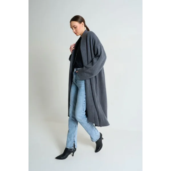 Önü Açık Şal Yaka Hırka  Antrasit